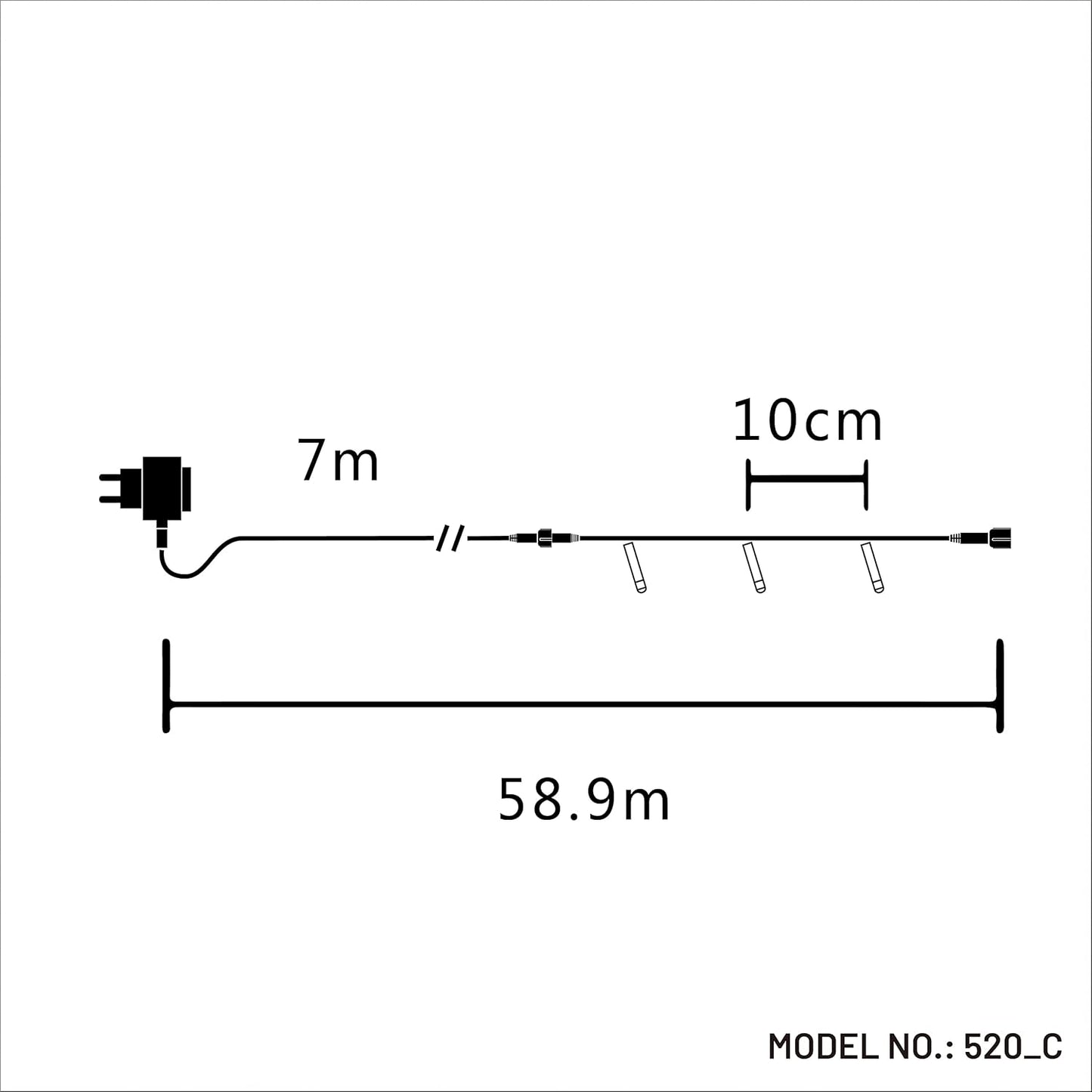 Lexi Lighting 520 LEDs Fairy Lights Chain, White Light, Clear Cable, Length 51.9M, Plug-in Power, IP44 Waterproof, Outdoor String Lights for Xmas Tree, Wedding, Halloween, Party, Garden Décor