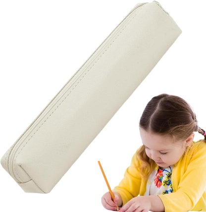 Générique Cute Pencil Bag, Small PU Pencil Case, Small Accessories Organizer, Lipstick Case Pouch with Zipper for Brush, Lipstick, Eyebrow Pencil, Travel Makeup Pouch, Cosmetic Bag for Women, beige,