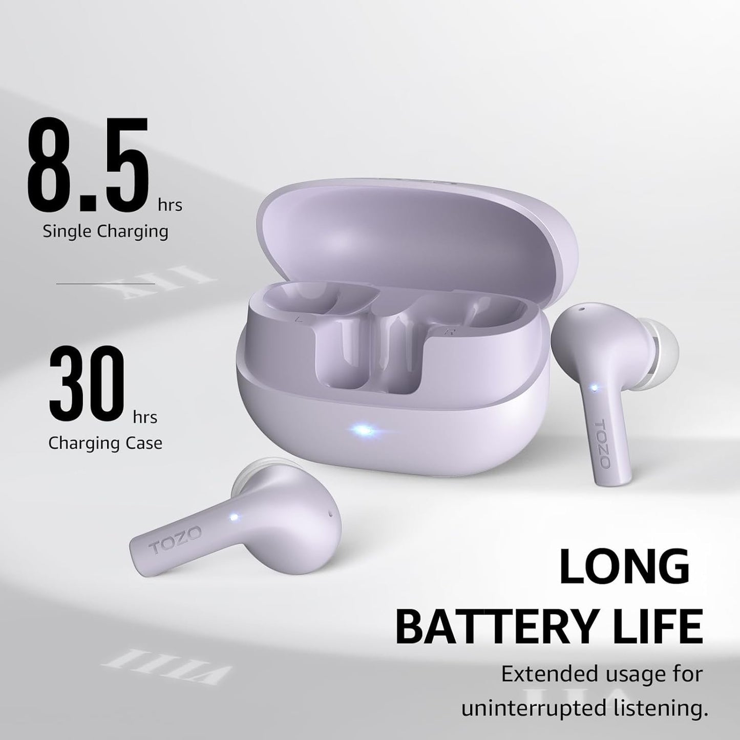 TOZO New E2 Wireless Earbuds with Call Noise Cancellation,App Customize 32 EQs,10mm Drivers with Powerful Bass,30H Playtime,2 Mics for Clear Calls,Bluetooth 5.3 Headphones,Comfort Fit in-Ear Headset