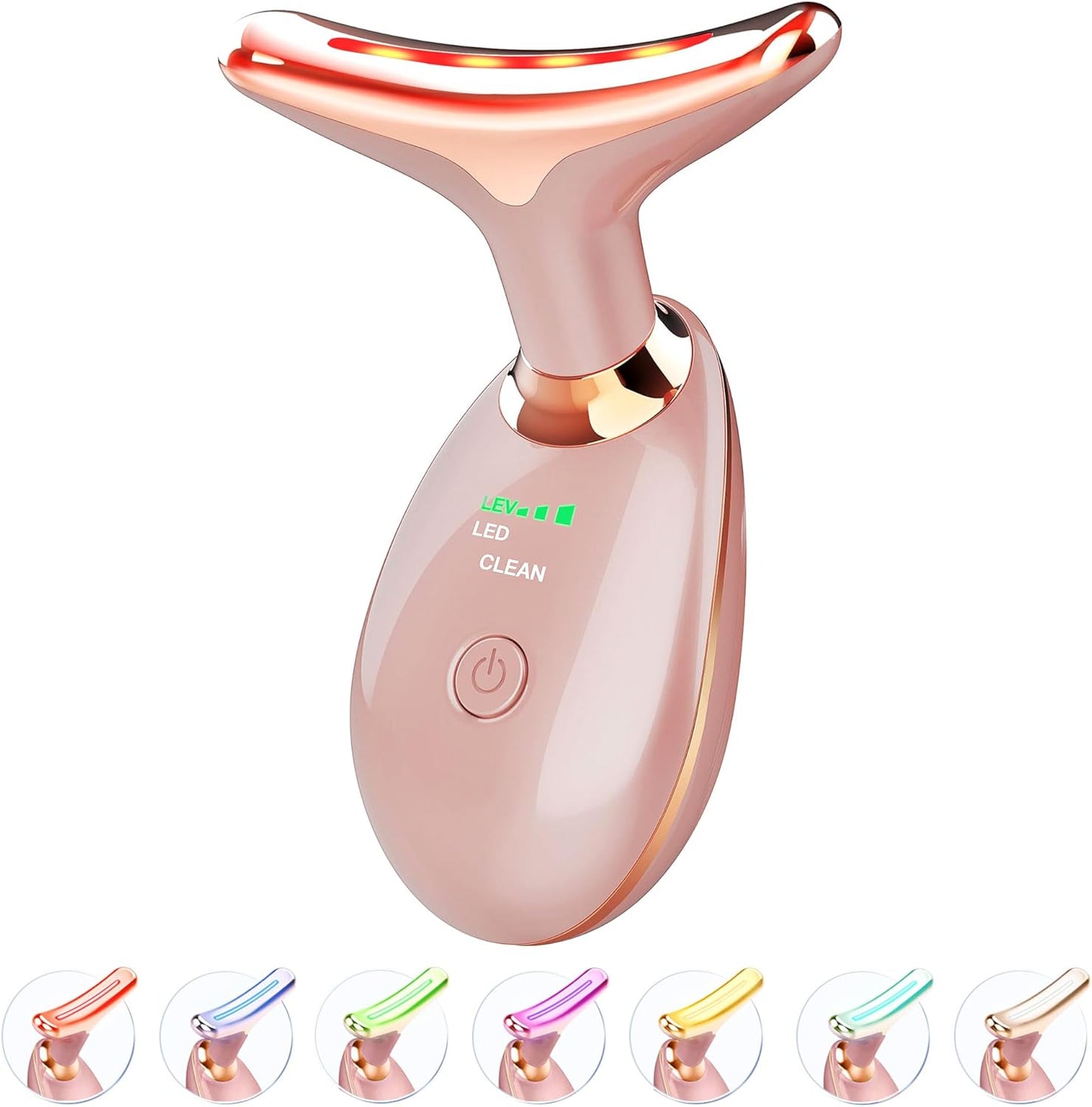 ELISHINE 7 Color Light Based Face-Neck-Massager - Facial Massager for Skin Care, Rose Gold
