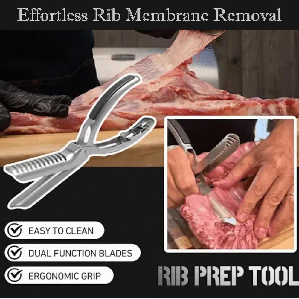 Stainless Steel Rib Membrane Remover Tool - Professional BBQ Rib Prep Gadget, Ergonomic Design for Easy Skin Removal, Dishwasher Safe & Restaurant Grade (1Pcs)