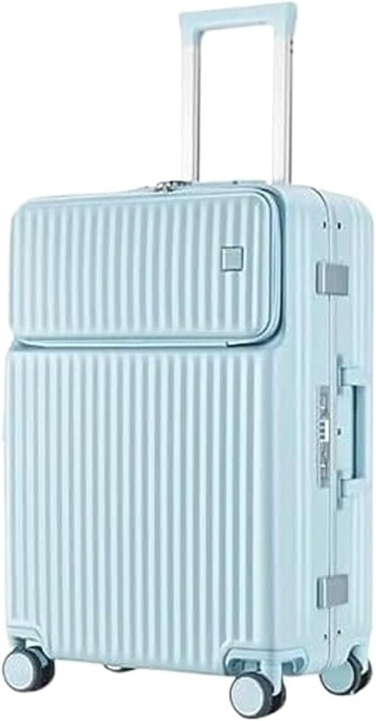 Luggage Suitcase Travel Luggage Resistant Hard Luggage Aluminum Frame Carry On Luggage Security Lock Suitcase Lightweight Suitcase (Color : Blue, Size : 20in)