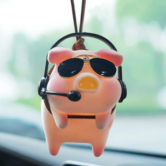 Swinging Pig Car Hanging Ornament, Car Mirror Hanging Accessories, Cute Car Decor Charm Pendant Rear View Mirror Accessories Car Interior Accessories, Small Gifts Office/Home Decor