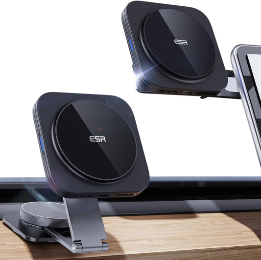 ESR for MagSafe Car Mount Charger, Foldable Dashboard Magnetic Wireless Car Charger for Tesla, for MagSafe Car Charger, Tesla Touchscreen Car Phone Holder for iPhone 16/15/14/13/12, S25,Strong Magnets