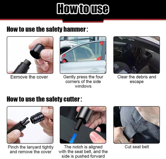 YXTKJ Portable 2 in 1 Car Window Breaker, Multi-Function Life-Saving Glass Breaker Safety Hammer, Emergency Car Escape Tool, The Seat Belt Cutter Rescue Tool Car Auto Accessories