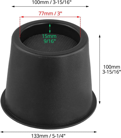 QWORK® 4 Pcs 4" Round Bed Risers Heavy Duty Round Furniture Risers Up to 2200lbs for Sofa Bed Desk Chair Refrigerator