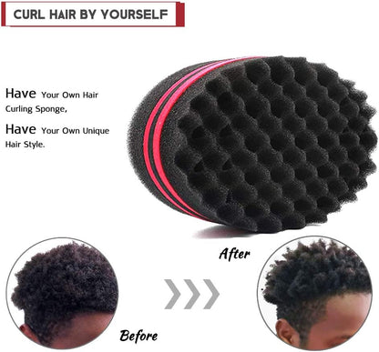 3Pcs Magic Hair Twist Sponge Brush, AUHOKY Premium Two-Sided Barber Curl Sponge with Small Holes, Men Women Children Hair Styling Care Tool for Afro Curling Coils Wave Hair Dreadlocks(3Colors)
