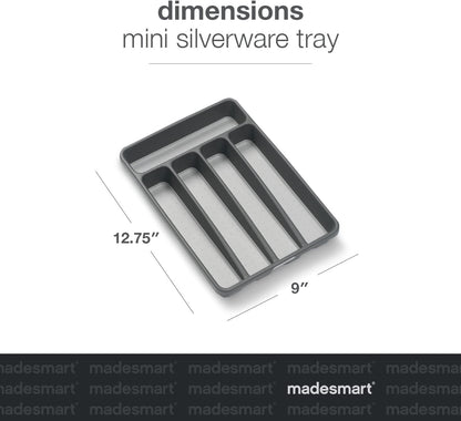 Madesmart Mini 5-Compartment Plastic Silverware Tray for Drawers, Cutlery and Utensil Tray Kitchen Drawer Organizer, Granite
