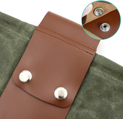 Asenie Foraging Bag Waxed Canvas Collapsible Outdoor Camping Foraging Pouch Mushroom Storage Water Resistant Leather Bushcraft Belt Tinder Dump Pouchs Brown for Travel Camping Hiking (Bag Only)