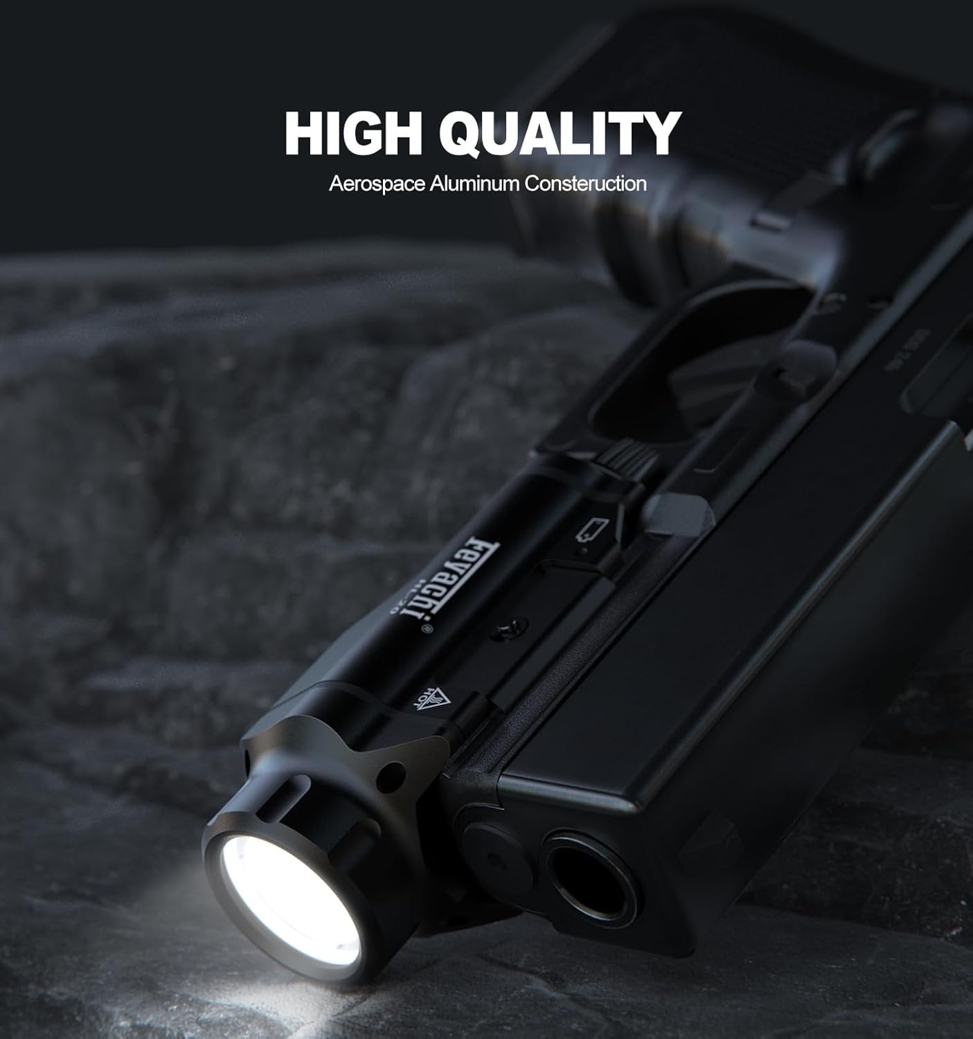 Feyachi HL-20 Pistol Light 1500 Lumen Upgrade LED Weapon Light Compact Rail Mounted Handgun Tactical Flashlight Rail Locating Keys for Picatinny