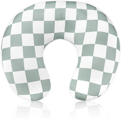 DILIMI Nursing Pillow Cover, Stretchy Removable Case for Breastfeeding Pillows, Ultra Soft Comfortable Slipcover for Baby Girl and Boy, Checkerboard Grid
