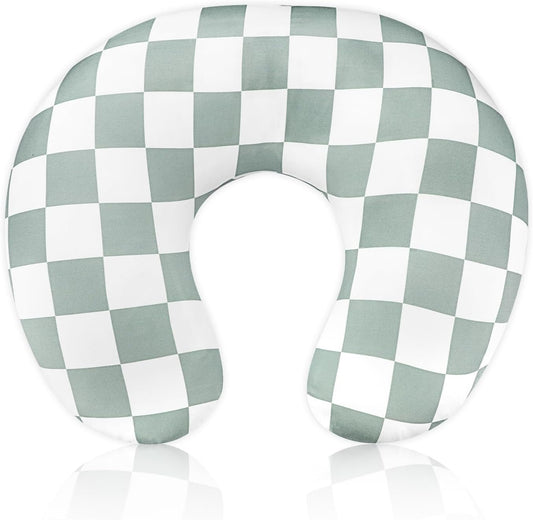DILIMI Nursing Pillow Cover, Stretchy Removable Case for Breastfeeding Pillows, Ultra Soft Comfortable Slipcover for Baby Girl and Boy, Checkerboard Grid