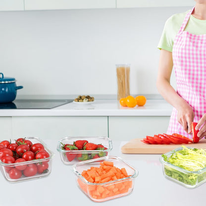 Anshine 18pack Glass Food Storage Containersï¼ŒAirtight Glass Meal Prep Containers With Lids, BPA Free & Leak Proof Lunch Box Safe for Microwave, Freezer, Dishwasher Kitchen Storage