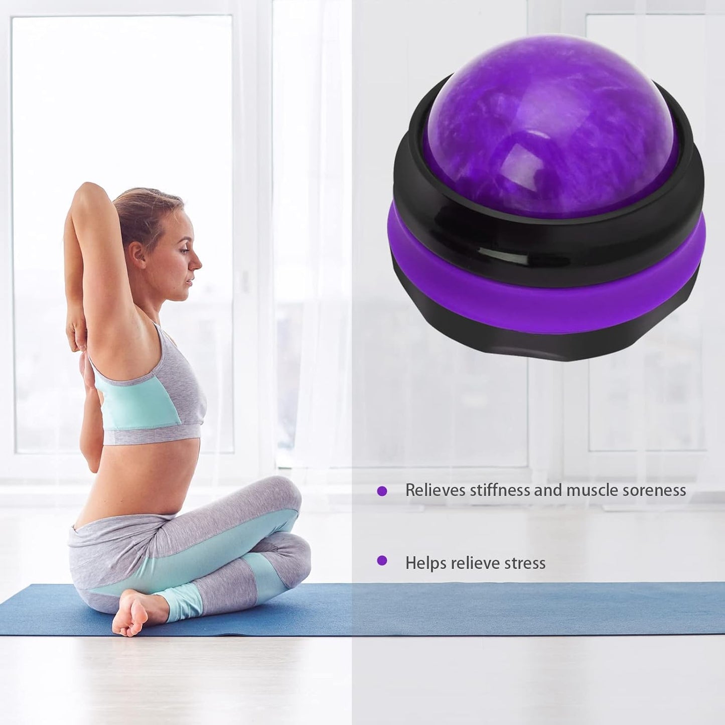 Coolrunner Massage Ball, Manual Roller Massager, Handheld Self Massage Therapy and Relax Full Body Tools for Sore Muscles, Shoulders, Neck, Arms, Legs, Back, Foot, Body(Purple)