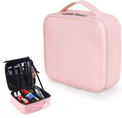 ANBOWEI Women's Beauty Case, Travel Makeup Bag Professional Large Capacity Makeup Case, Cosmetic Bag Beautician with Adjustable Divider, Makeup Bag for Cosmetic Tool (Pink), Colour: Pink, 26 L x 23 B