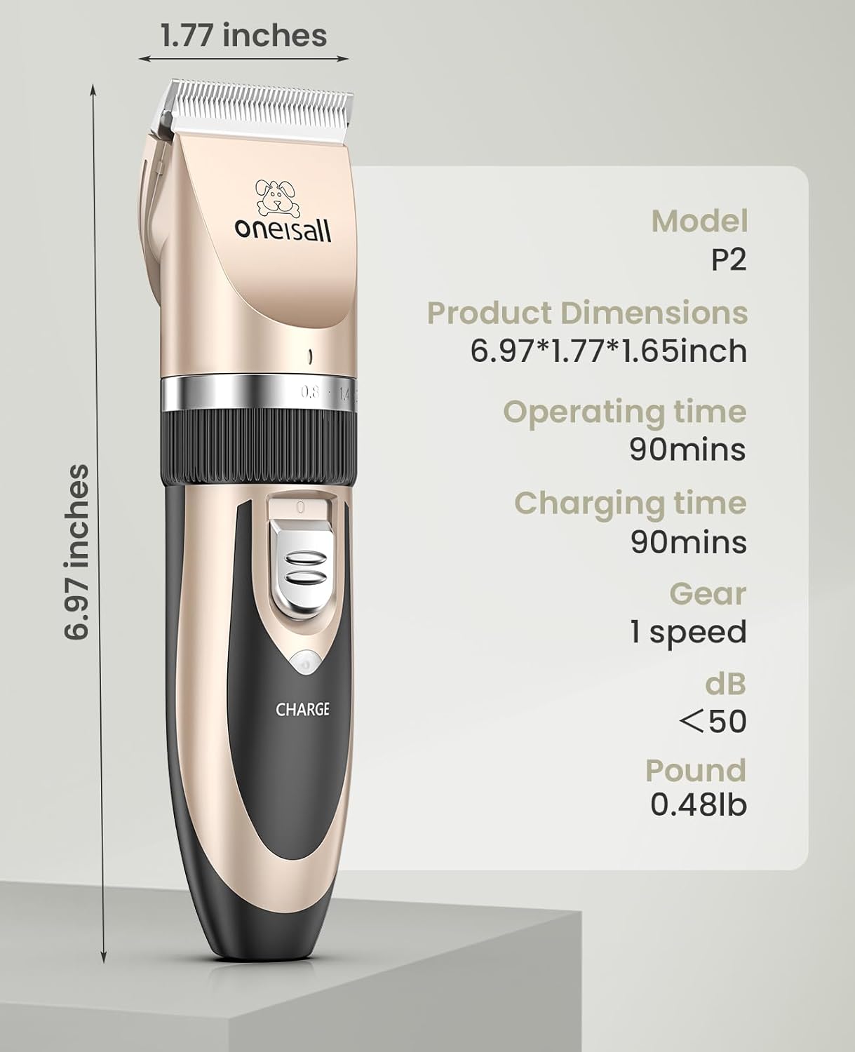oneisall Professional Low Noise Dog Clippers for Dogs Grooming Dogs Cats Animals Clippers