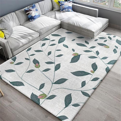 SUNYRDSM Tappeto cameretta Tappeto Palestrina Bambini Elegante tappeto grigio decorazione con motivo a foglia verde accessori per la camera dei bambini resistenti all'usura Tappeto Bimbi 200X250CM