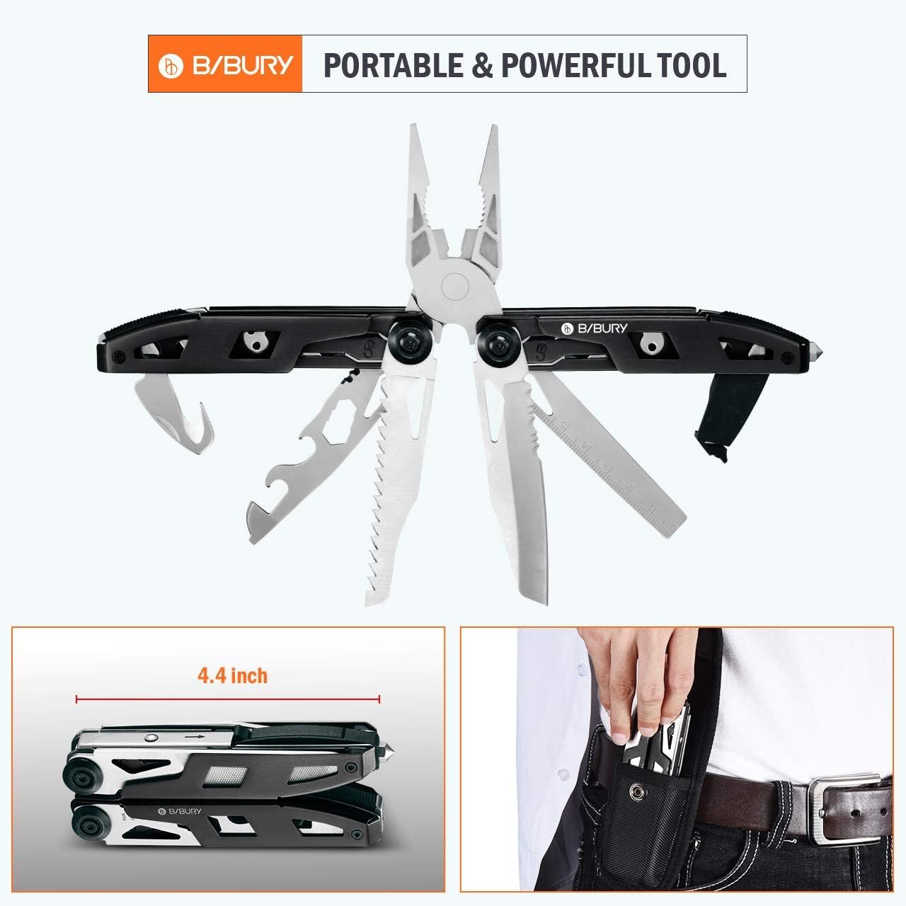 Gift for Him Multitool Pliers,18-in-1 Multi-Purpose Pocket Knife Pliers Kit, Durable Stainless Steel Multi-Plier Multi-Tool for Survival, Camping, Hunting, Fishing and Hiking