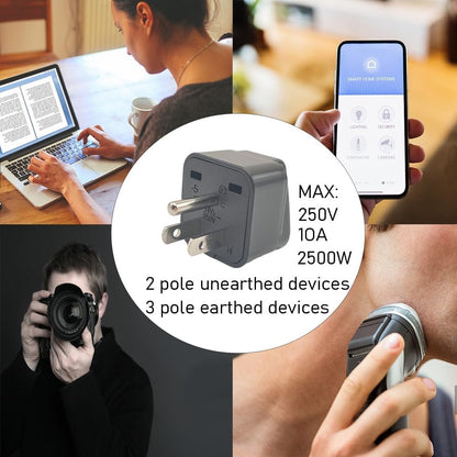 2 Pack Universal World to Canada/American Outlet Plug Adapter-Type B, 3 Pin Travel Plug Adapter, International Tourists from European/EU/China/Australia/UK to US Plug Adapter