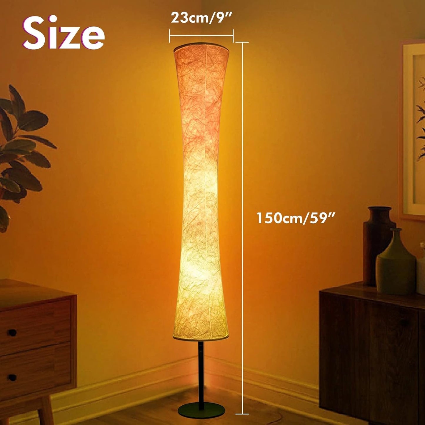 AKT LIGHTING Smart Floor Lamp, RGB Color Changing LED Lamp, App Control Modern Floor Lamp with DIY Mode and Music Sync, Standing Lamp with White Fabric Shade for Living Room, Bedroom and Play Room