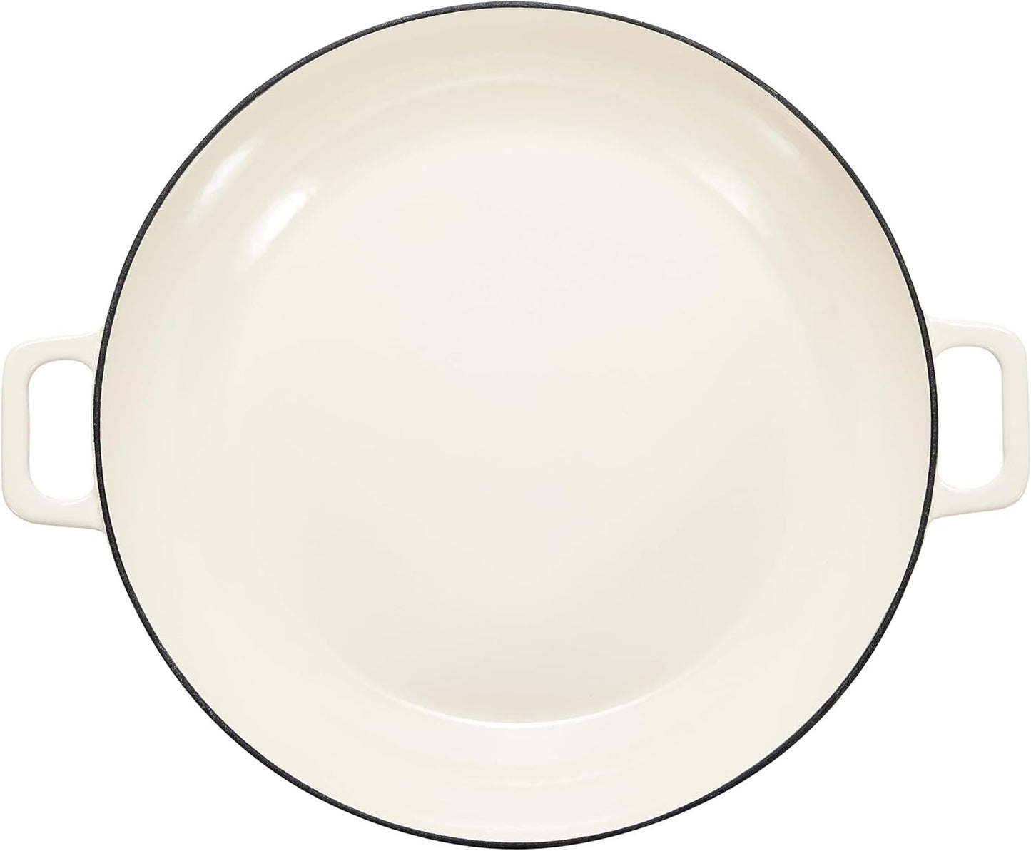 AmazonBasics Enameled Cast Iron Covered Casserole Skillet, 3.3-Quart, White