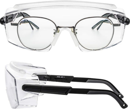 PAERDE Safety Glasses Protective Eyewear Fit over Eyeglasses,Clear Lenses Anti Fog Eye Goggles Protection