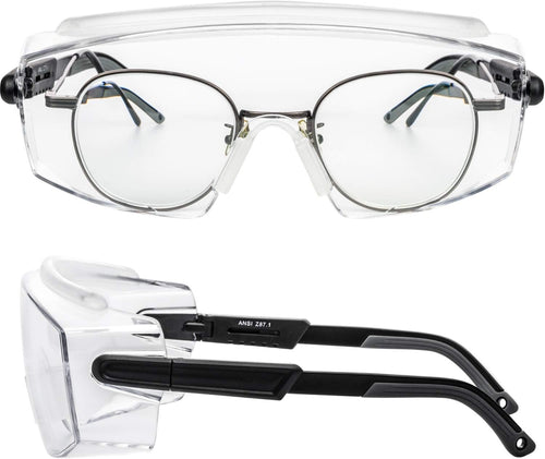 PAERDE Safety Glasses Protective Eyewear Fit over Eyeglasses,Clear Lenses Anti Fog Eye Goggles Protection