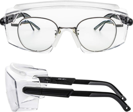 PAERDE Safety Glasses Protective Eyewear Fit over Eyeglasses,Clear Lenses Anti Fog Eye Goggles Protection