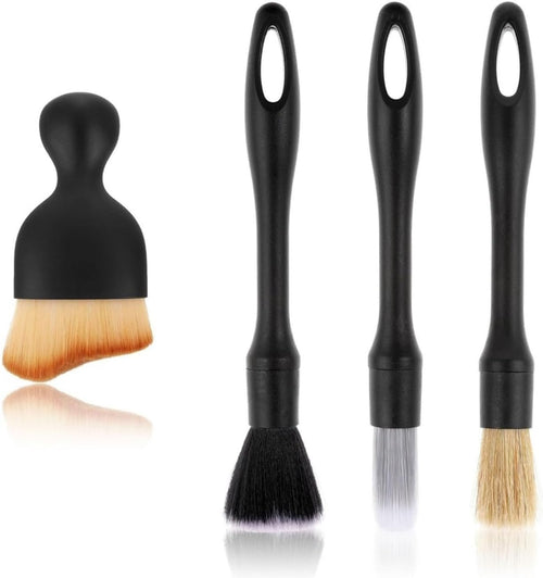 Car Detailing Brush Set, 4PCS Car Auto Ultra-Soft Detail Cleaning Brush,for Car Interior or Exterior,Air Vent,Wheels,Dashboard,Tires,Engine Bay,Leather Seats,Door Panels,Emblems Ect Cleaning.