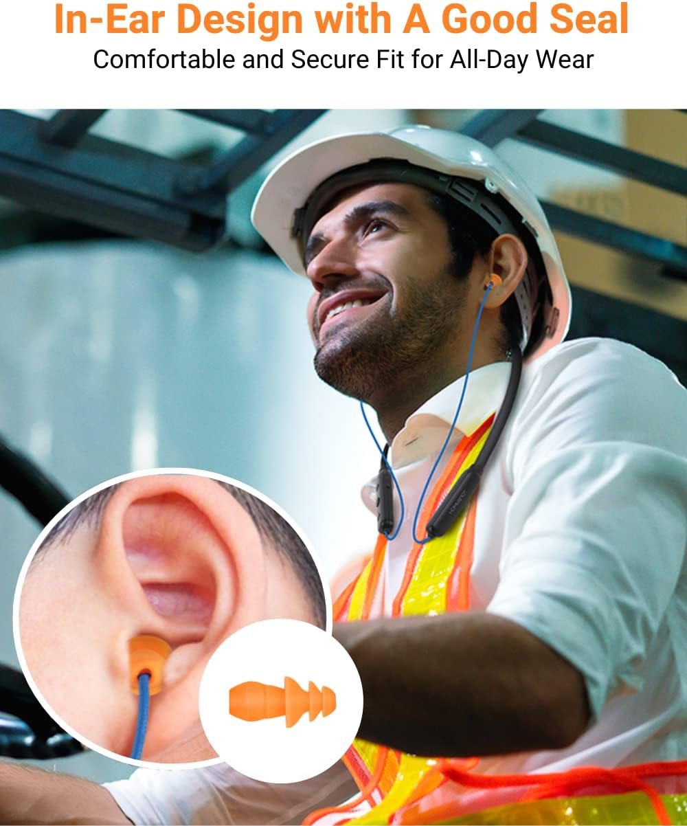 HomeSpot Noise Reduction Wireless Neckband Headphones with Qualcomm aptX HD, 27dB NRR, CVC Noise Cancelling Mic & Controls and 20H Playtime for Work Safety OSHA Compliant
