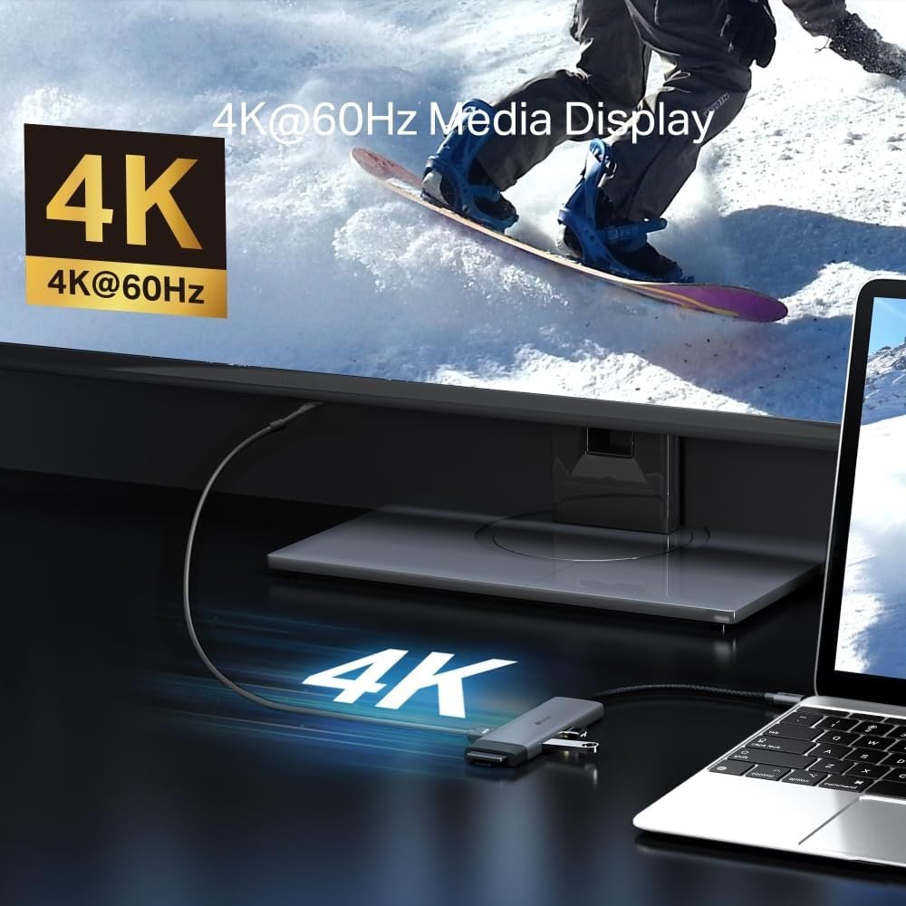 TP-Link 7-Port USB-C Hub (UH7020C): 4K HDMI, 100W PD Charging, 5Gbps Data, Dual SD/microSD Slots, Aluminum Case, Plug & Play for Windows, Mac, iPad, Android, Nintendo.