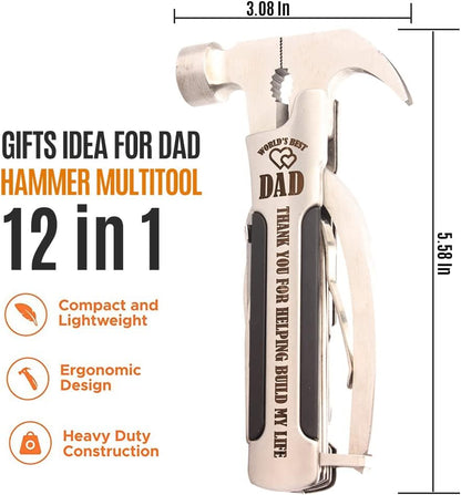 Dad Gifts From Daughter,Son and Kids,Gifts for Dad Who Wants Nothing,Handy Hammer Multitool Gifts Ideas for Dad.