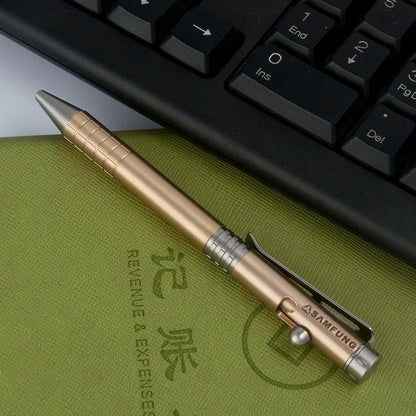 SAMFUNG Stick Ballpoint Pen Solid Brass EDC Pen, Pocket Rollerball Signature Pen with Black Ink Refill for Writing Stationery Gift Office Business