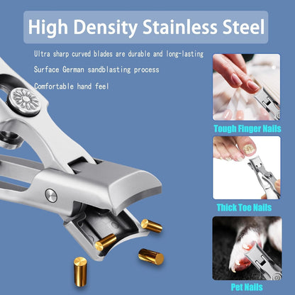 Nail Clippers for Thick Nails,Large Wide Jaw Opening Toe Nail Clippers for Seniors,Stainless Steel Portable Ultra Sharp Nail Clipper,Pedicure,Men & Women Big.2 pack