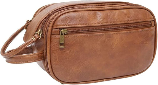 Toiletry Bag for Men Travel Toiletries Bag Water-Resistant Dopp Kit Faux Leather Shaving Bag Organizer for Toiletry Accessories Grooming Hygiene Cosmetic