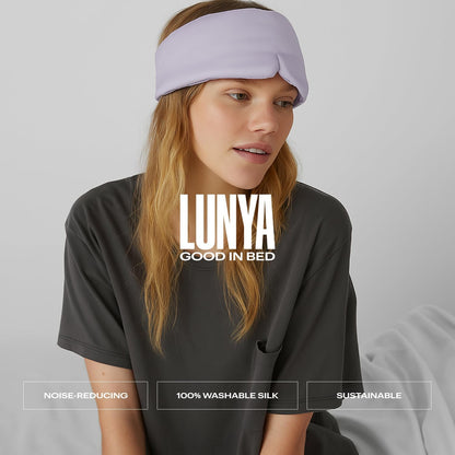 Lunya Sleep Mask with Box - Washable Silk Sleeping Mask and Headband for Beauty Routines - Thermoregulating Comfort - Periwinkle Eve - Small