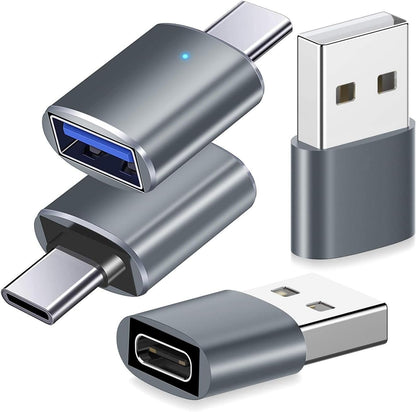 USB C to USB Adapter,Type C to USB Adapter [4 Pack] 3.0 USB Type-C Male to USB Female, USB C Female to USB Male Adapter OTG Converter for Desktop, Laptops, Projector, Chargers Gray