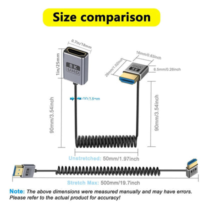 QMQJIA 8K Video Cord 2.1 Version Coiled Extension Cable 1080P 60Hz 48Gbps for 1080p Video Streaming Line Extension Line