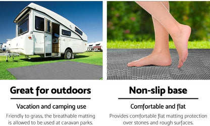 Weisshorn 6 x 2.5m Picnic Blanket, Floor Mat Outdoor Picnics Rug Camping Tarp Caravan Mesh Mats Annex Matting Ground Sheet for Hiking Travel Beach Garden, Heavy Duty UV Treated with Carry Bag Grey