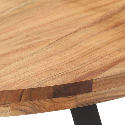 'vidaXL Solid Acacia Wood Dining Table with Iron Legs - Round Kitchen Table with Natural Finish - 80 cm Diameter - Industrial Style
