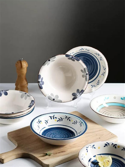 Pasta Bowl Dinnerware for Kitchen - Ceramic Cereal Bowls 26 OZ Ramen Bowl Microwave and Dishwasher Safe BPA Free E-CO Friendly Deep Soup Bowl for Cereal, Salad, Soup, Rice, Noodle (Color : A)