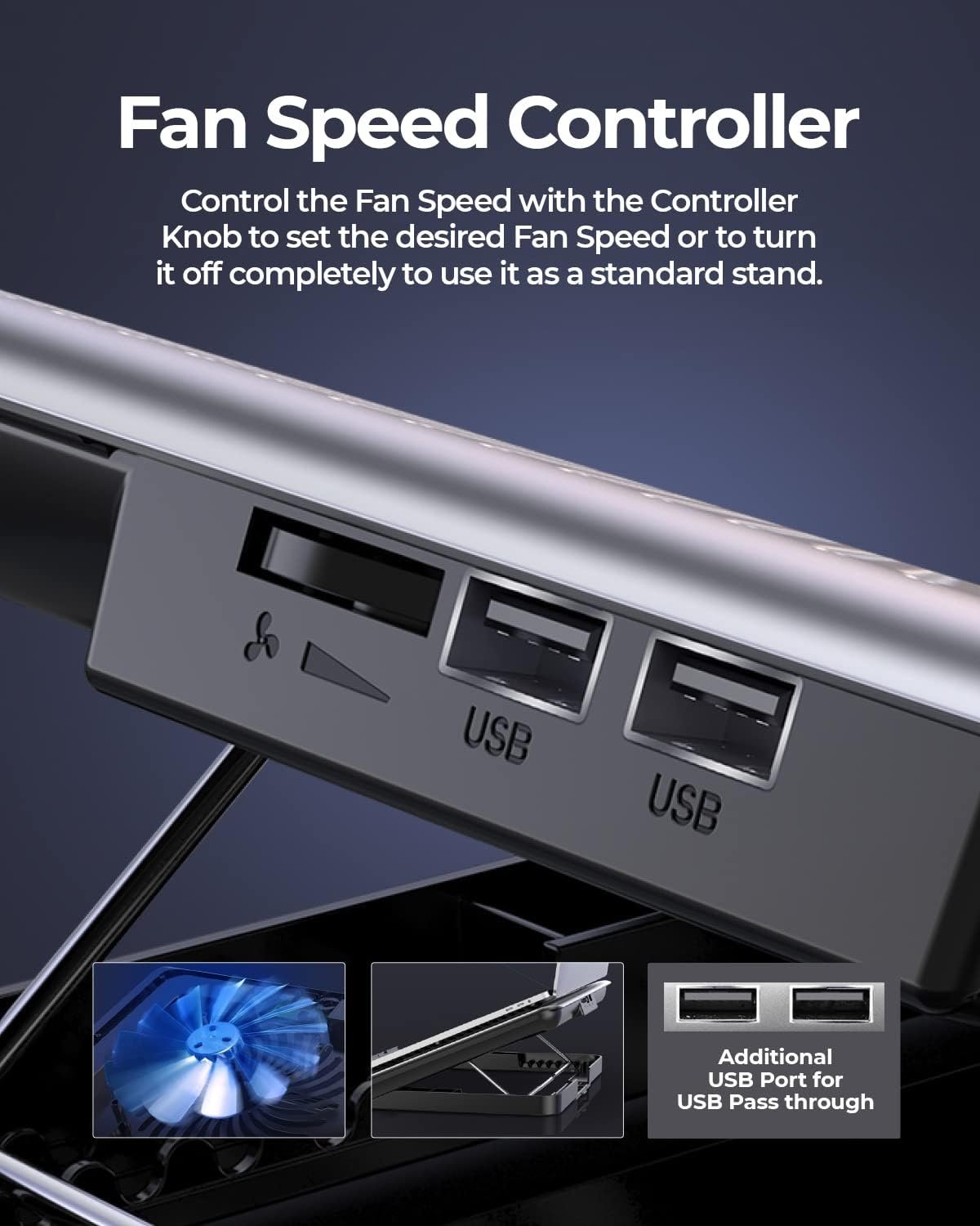 RAEGR RapidCool 900 Aluminium Laptop Cooling Pad |Two USB Port | with Multi-Angle Adjustment & Adjustable wind speed, Metal Support | Foldable Anti-Skid Baffle | Compatible with Laptops Upto 17-inches