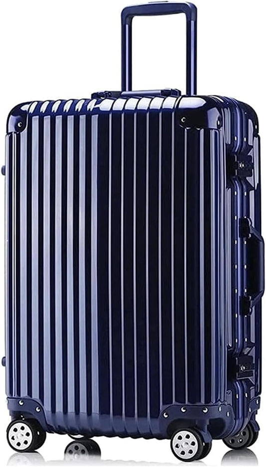 Suitcases Suitcases with Wheels Large Capacity Hard Edge Luggage Security Combination Lock Carry On Luggage Anti-Stress Suitcase Travel(Color:Blue-)