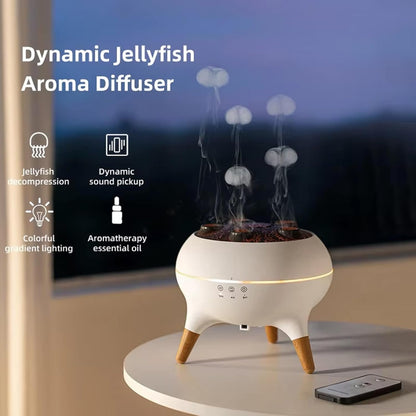 Jellyfel Diffuser, Jellyfel Lamp Diffuser, 2-in-1 Ultrasonic Aromatherapy Diffuser & Jellyfish Mist Humidifier with 7-Color LED Light, Dual Mist Modes, Remote Control & Timer, 250ml Water Tank (White)
