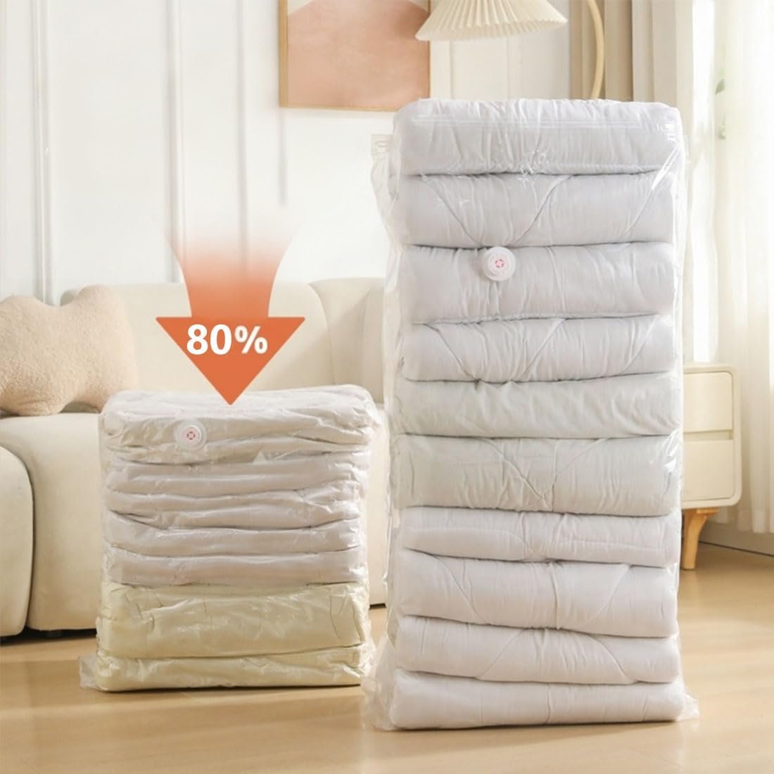 4-Pack Heavy-Duty Vacuum Storage Bags, No Pump Needed Space Saver Bags,luggage packing organizers - Extra Thick 3D Compression Bags for Travel, Home, Moving, Clothes, Bedding (Jumbo)