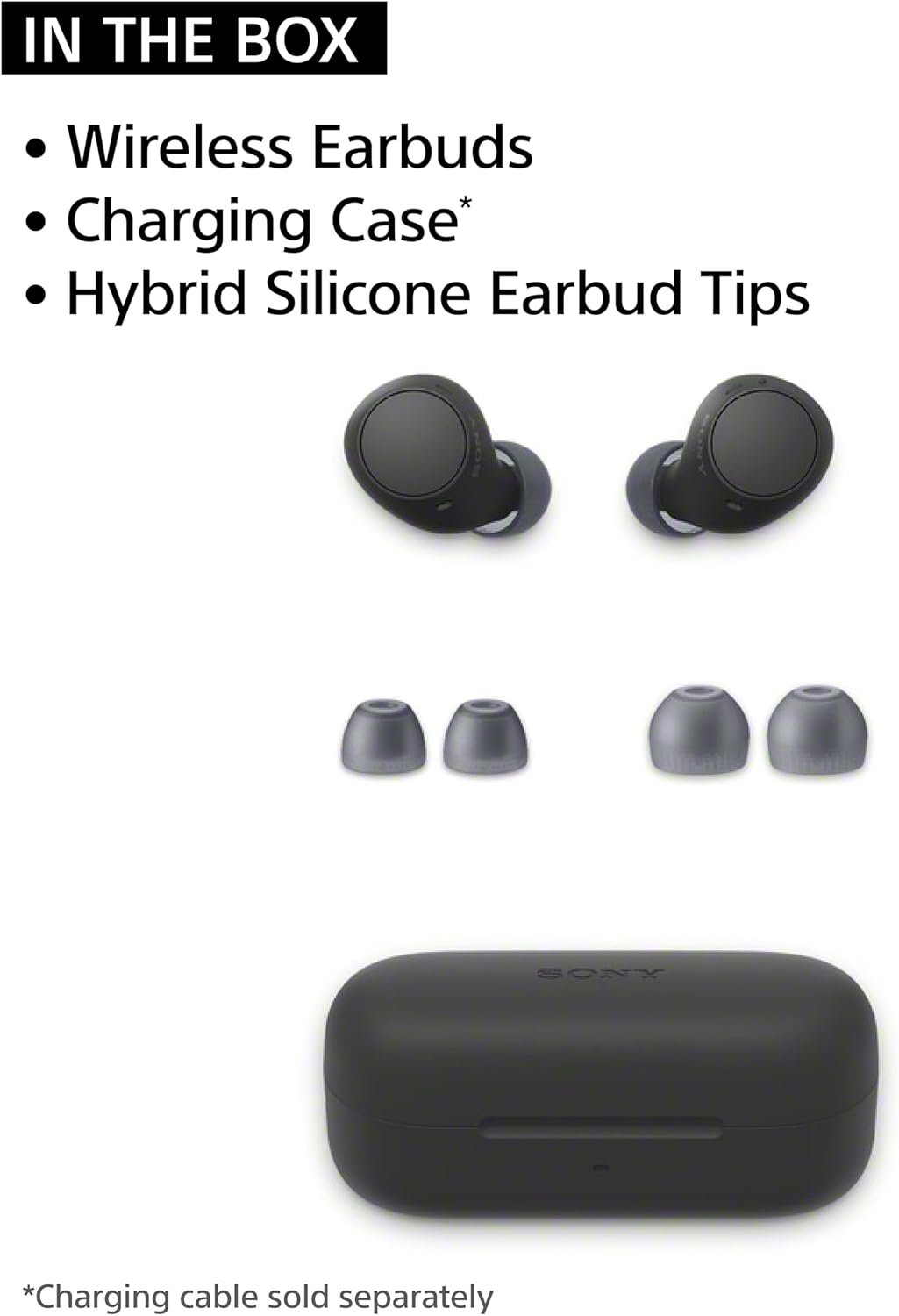 Sony WF-C510 Truly Wireless in-Ear Bluetooth Earbud Headphones with up to 22-Hour Battery, Multipoint-Connection, Mic and IPX4 Water Resistance, Black - New