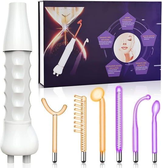 High Frequency Face Machine, 6 Pieces, Neon Gas Sticks and Argon Gas Sticks, Beauty Device for Skin Care, Acne Treatment, Skin Tightening, Wrinkle Reduction, Facial Cleanser