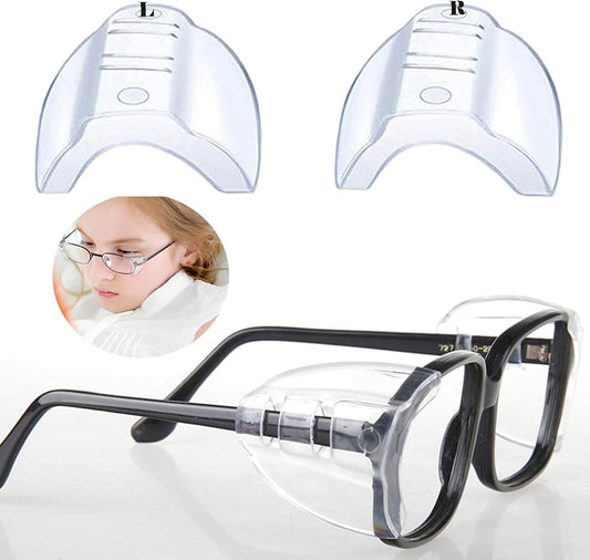Lightweight Clip On Side Shields for Prescription Glasses, Safety Side Shields for Eye Glasses, Anti-Slip and Flexible Glasses Side Shields, Side Shields for Glasses Fits Small to Medium Eyeglasses