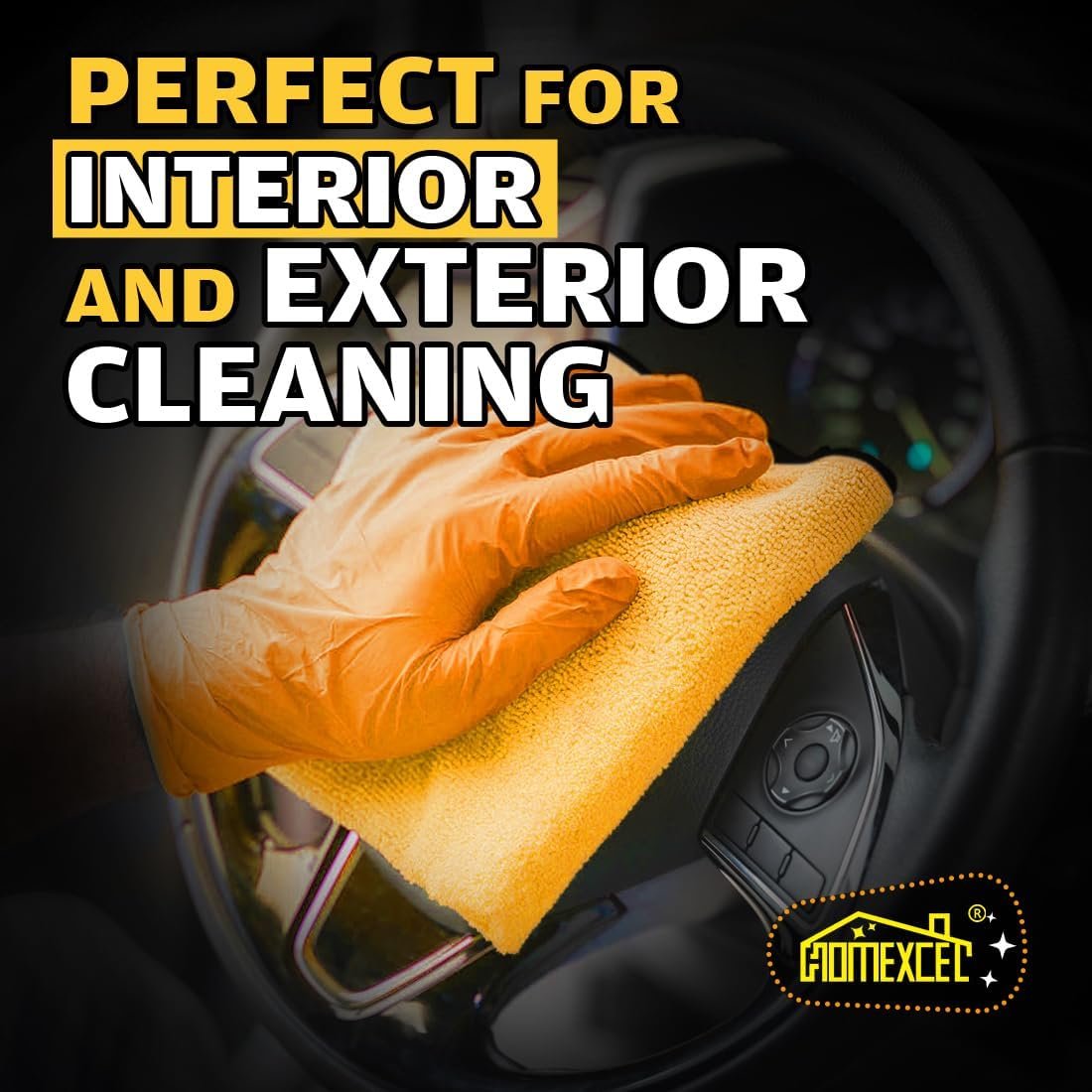 HOMEXCEL Premium Microfiber Towels for Car, High & Short Pile Micro Fiber Cleaning Cloth for Car Washing Drying & Auto Detailing, Lint Free, Scratch Free, Water Absorption, 16 x 16 Inch, 12 Pack