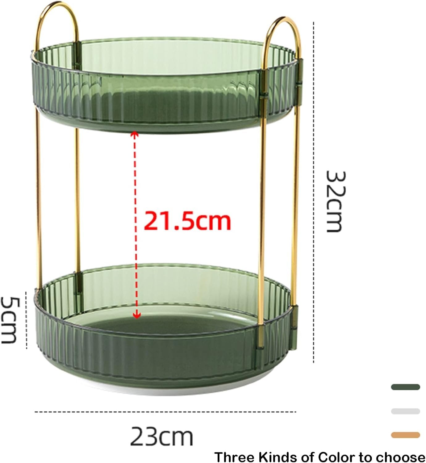 Rotating Makeup Organizer, 2 Tier Large Capacity Perfume Organizer Makeup Organizer, Cosmetic Organizer for Vanity Bathroom Bedroom, Green
